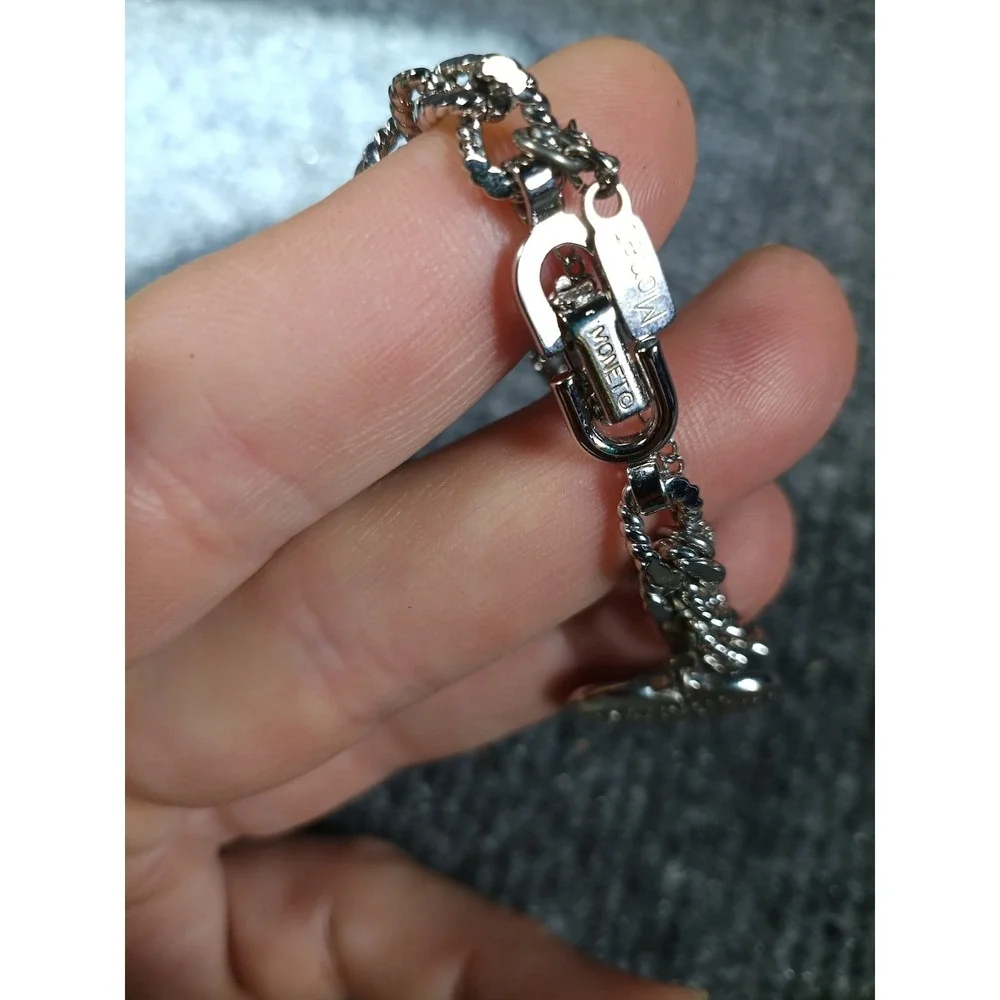Monet Bracelet Girls Silver Tone Textured Link Girls 6 Inch Safety Chain VTG